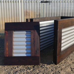 2x4 Raised garden bed with charred Cedar and silver metal